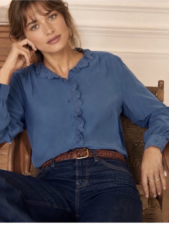 Tops - Sezane Chlo Silk Ruffle Blouse